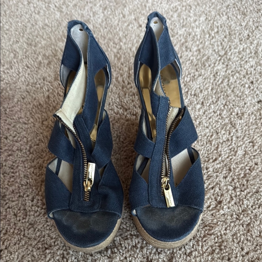 Micheal Kors Navy wedge sandals